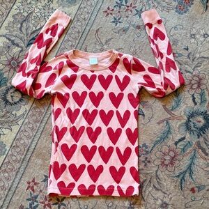 Hanna Andersson Heart Patterned Pink /Red Kids Pajama Top